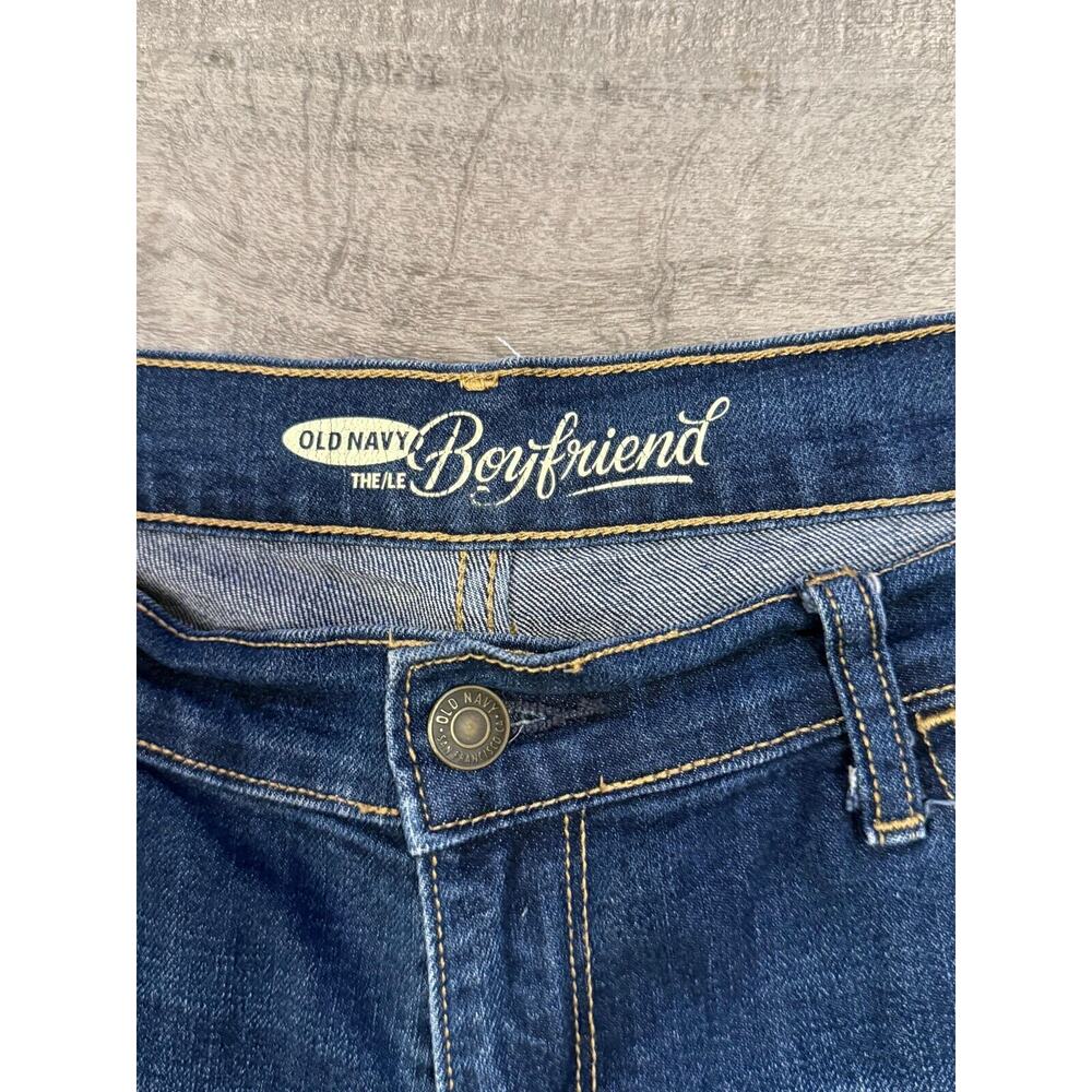 Old Navy The Boyfriend Shorts Womens 8 Blue Denim Dark Wash Faded Cuffed Comfort - Picture 2 of 9
